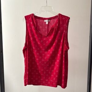 Dana Buchman Pink and Red Tank Top with Polka Dots